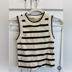 Striped Sleeveless Knit Top - Black and Tan